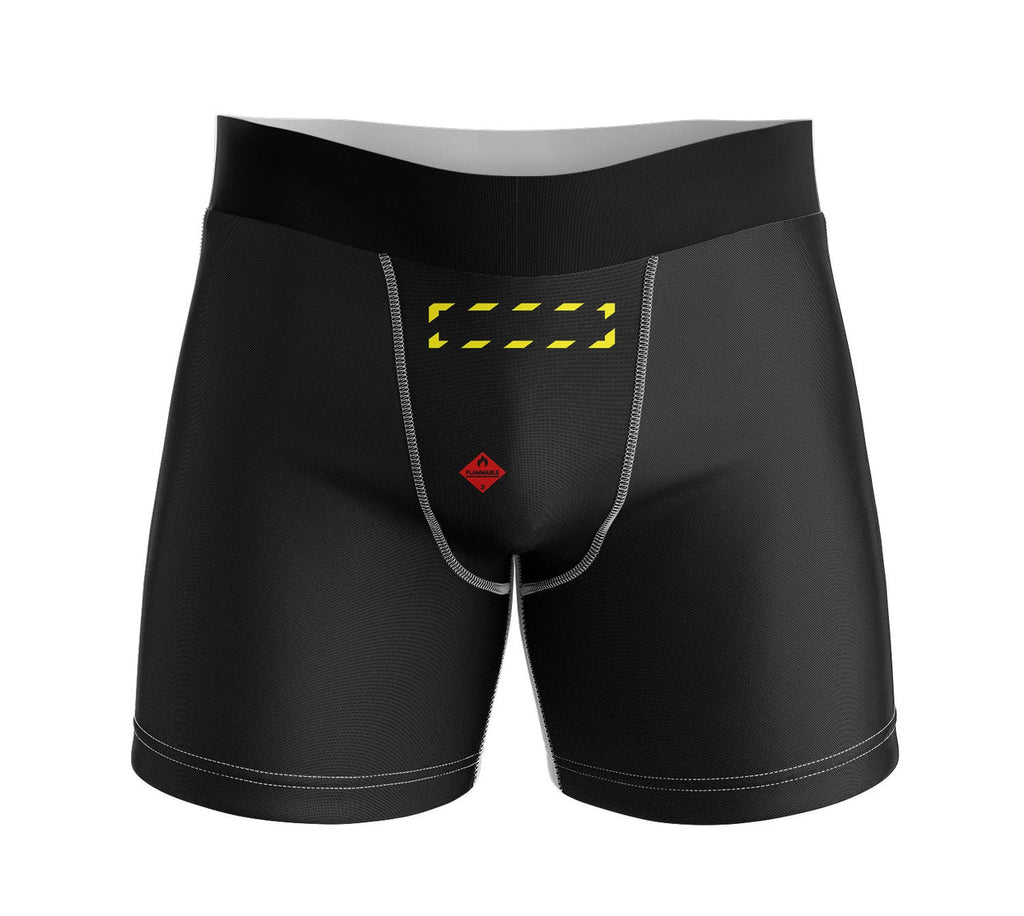 Jet Fuel Only aviation design on soft cotton blend men's boxers.
