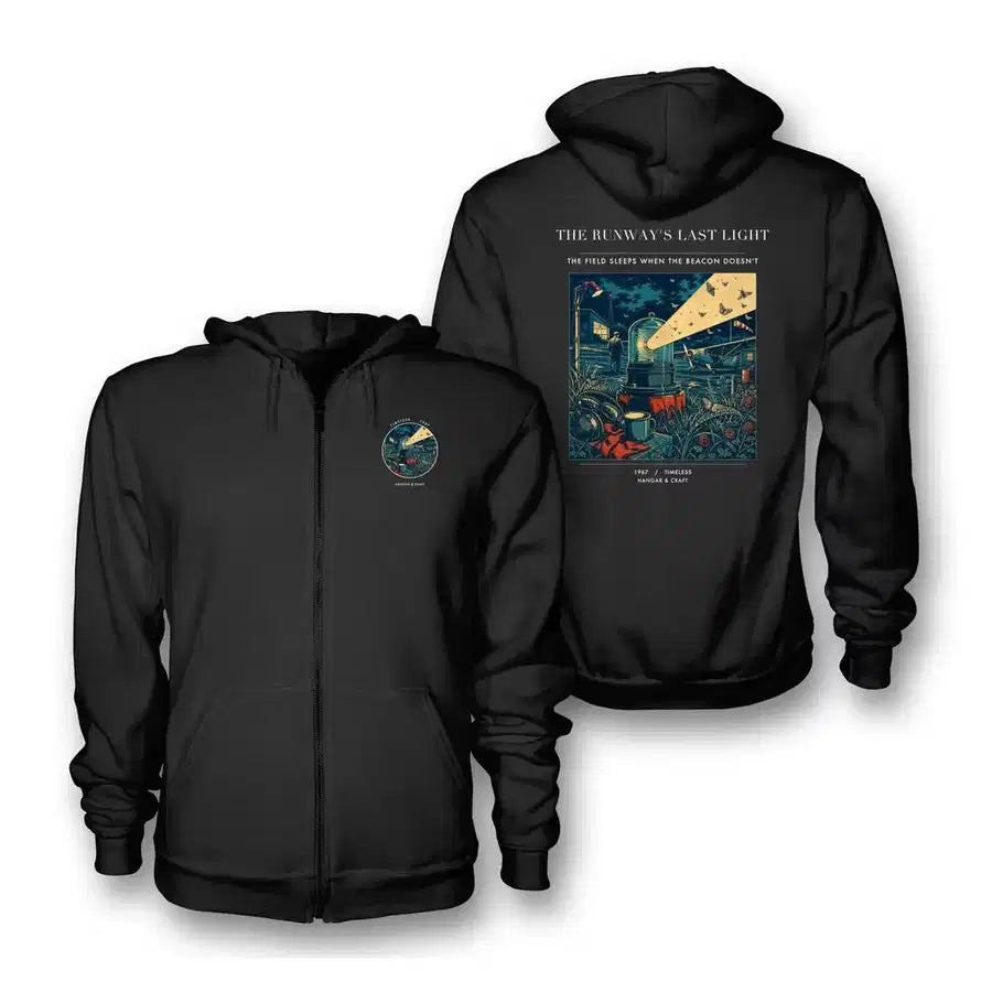 VINTAGE G4425 - The Runway's Last Light - Premium Zipped Hoodie design on black
