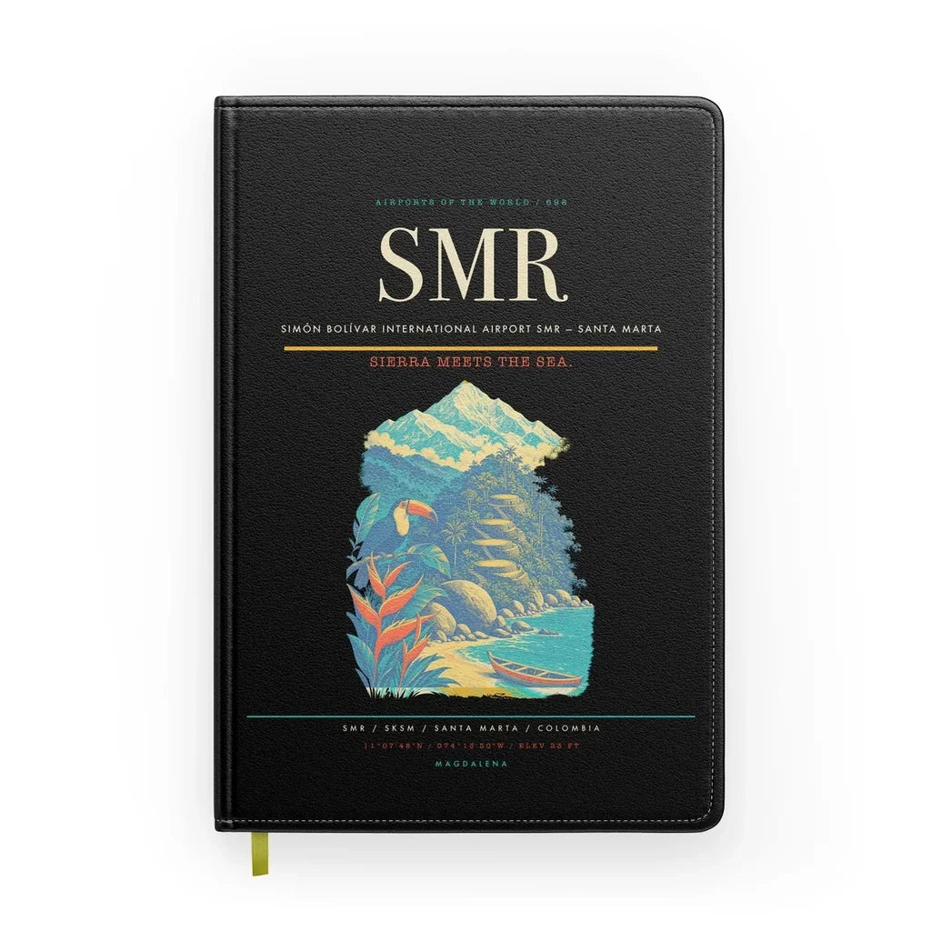 Simón Bolívar International Airport (SMR) design on black notebook