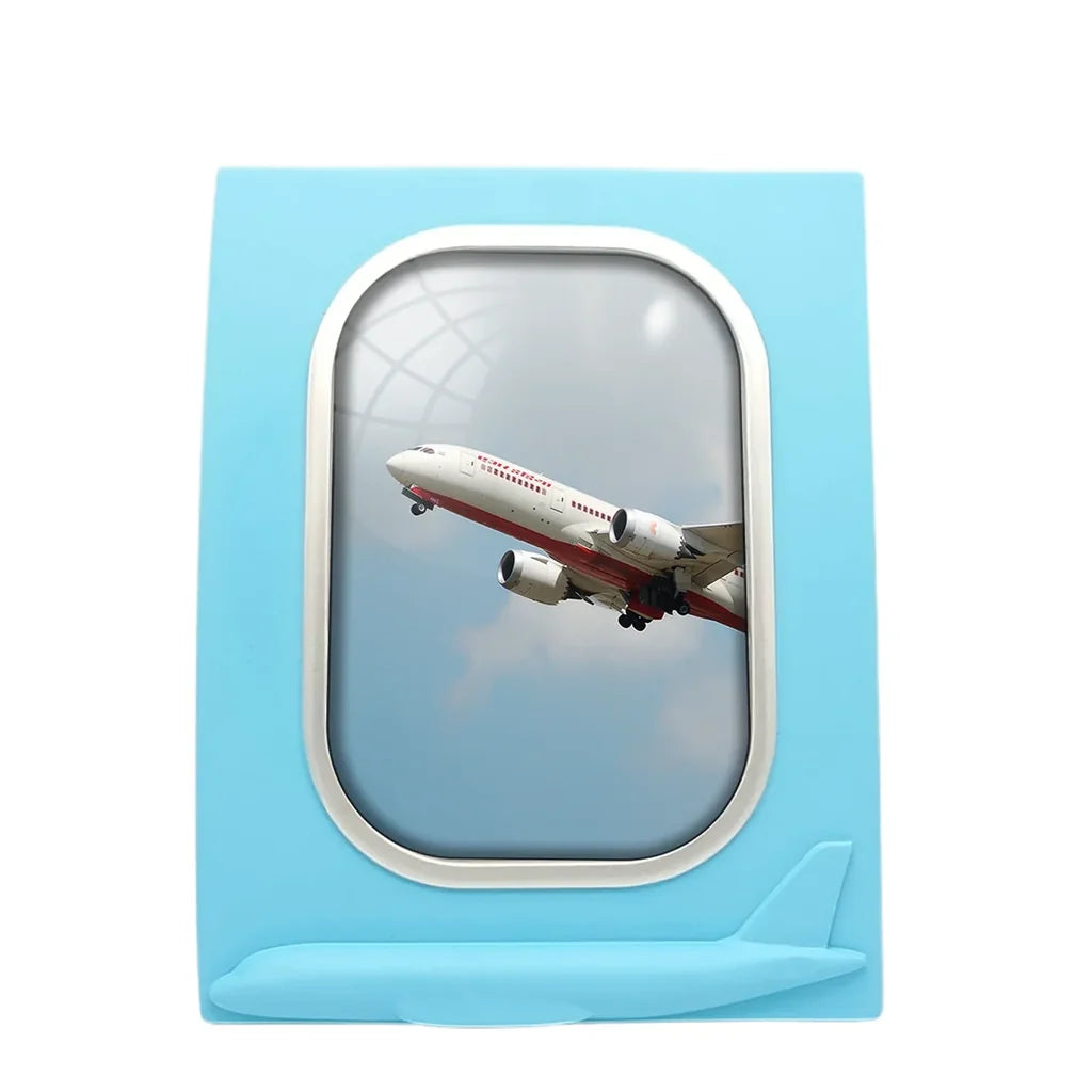 Air India's Boeing 787 aviation design on durable resin with glass face airplane window photo frame.