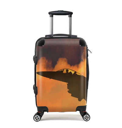 Departing Fighter Jet 16 Cabin Size aviation print luggage, durable shell.