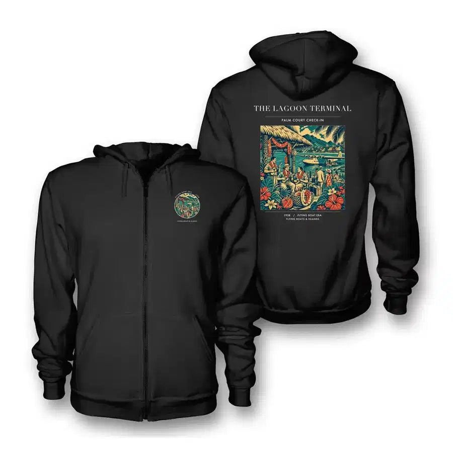 VINTAGE G4057 - The Lagoon Terminal - Premium Zipped Hoodie design on black