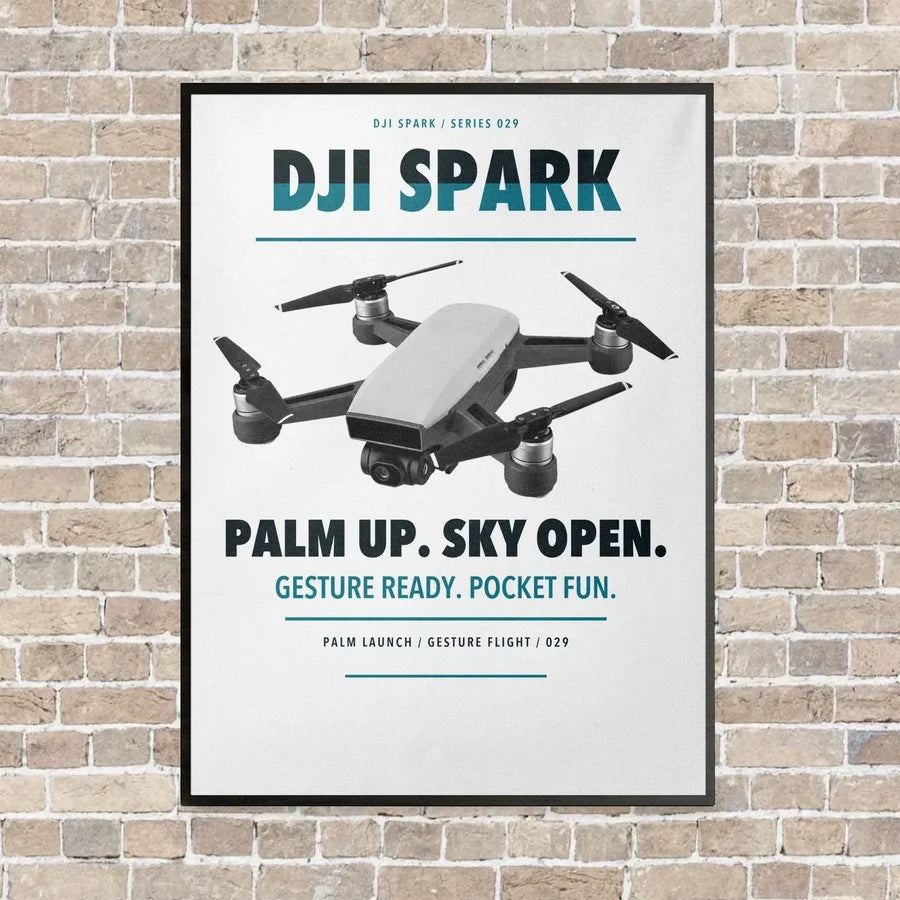DJI Spark vertical canvas print - framed - white background
