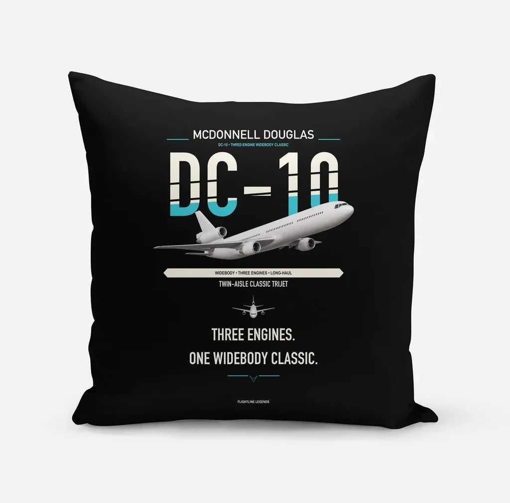 McDonnell Douglas DC-10 design on black pillow