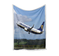 Thumbnail for Departing Ryanair's Boeing 737 Bed Blankets & aviation print on soft fleece blanket.