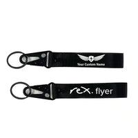 Thumbnail for Rex Airlines aviation hawk-shaped key chain, durable metal alloy.