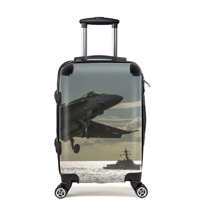 Deparing Jet from Sea Base Cabin Size aviation design luggage, durable shell construction.