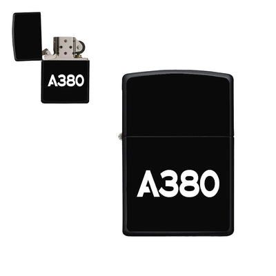 Airbus A380 Flat Text aviation metal lighter in premium metal alloy.