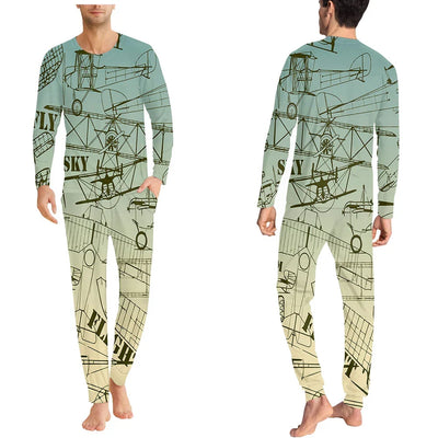Retro Airplanes & Text men pajamas - view 1