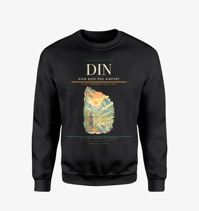 Dien Bien Phu Airport (DIN) design on black sweatshirt