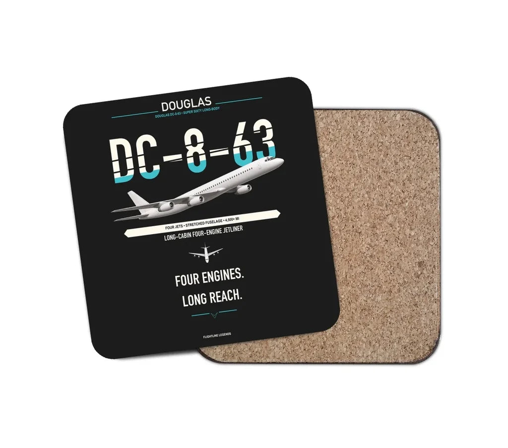 Douglas DC-8-63 design on black 1 piece coaster
