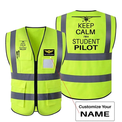 Student aviation design printed on high-visibility reflective fabric reflective vest.
