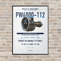 Thumbnail for PW4000-112 vertical canvas print - framed - white background