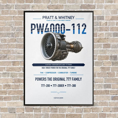 PW4000-112 vertical canvas print - framed - white background