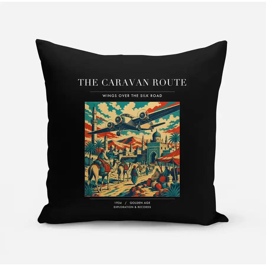 VINTAGE G4040 - The Caravan Route - Designed Pillows design on black