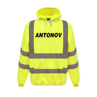 Thumbnail for Antonov & Text aviation design on cotton blend with reflective panels reflective hoodie.