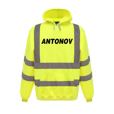 Antonov & Text aviation design on cotton blend with reflective panels reflective hoodie.