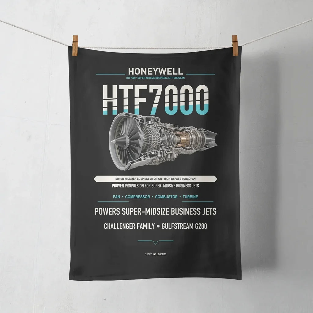 HTF7000 design on black towel