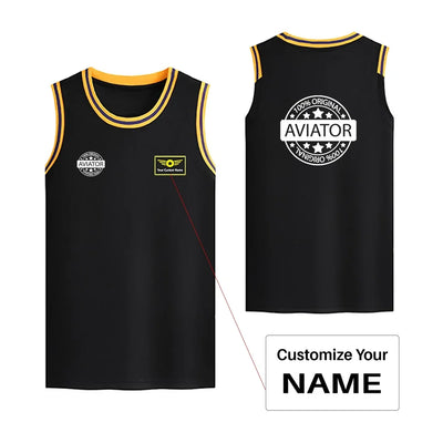 %100 Original Aviator Basketball Style Sports aviation design printed on quick-dry breathable fabric men's sport tank top.