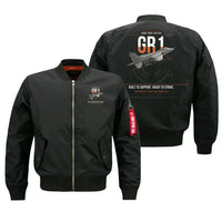 Thumbnail for SEPECAT Jaguar GR1 design on black bomber jacket, double-side print