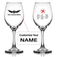 Thumbnail for Customisable Aviation Alphabet Wine Glass