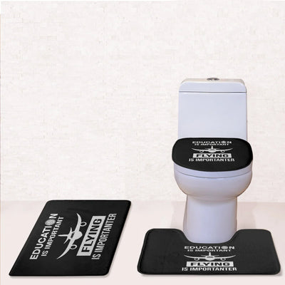 Flying is Importanter Toilet Seat Cover Three-piece aviation print on soft fabric toilet seat cover set.