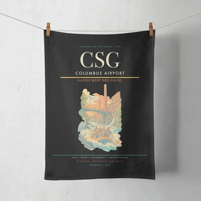 Columbus Airport (CSG) design on black towel