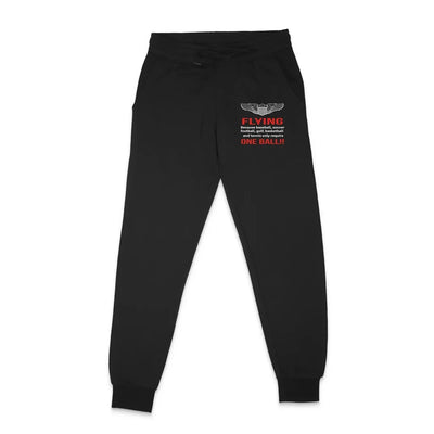 Flying One Ball aviation design on soft cotton blend sweatpants.