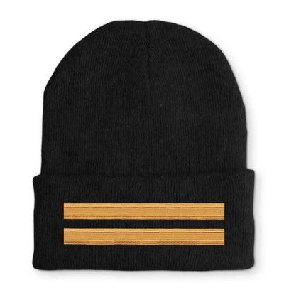 Pilot Epaulette (Golden) 2 Lines Embroidered aviation embroidery on soft knit fabric beanie.