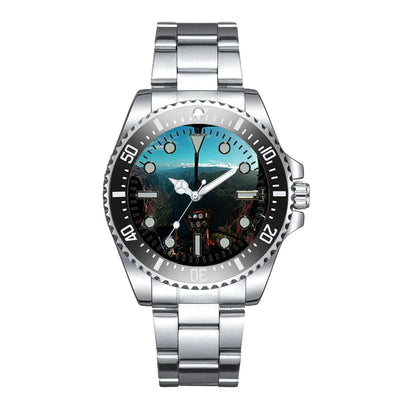 Beautiful Scenary Through Helicopter Cockpit Dreamliner Luxury Aviators aviation aviator watch, premium stainless steel body.