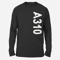 Thumbnail for Airbus A310 Text Long-Sleeve aviation design printed on soft cotton long-sleeve T-shirt.