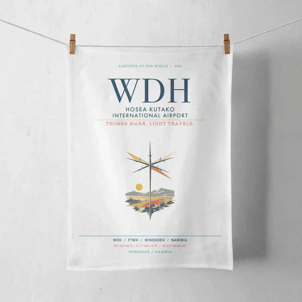 Hosea Kutako International Airport (WDH) design on white towel