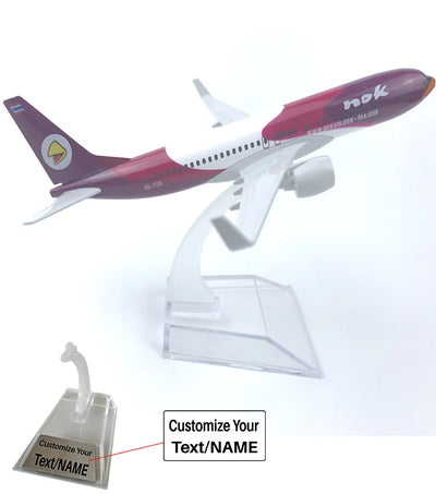 Side view of King of Thailand Air Bird (Purple Nok) Boeing 737 Airplane Model (16CM) aviation 16-18cm scale model aircraft in.