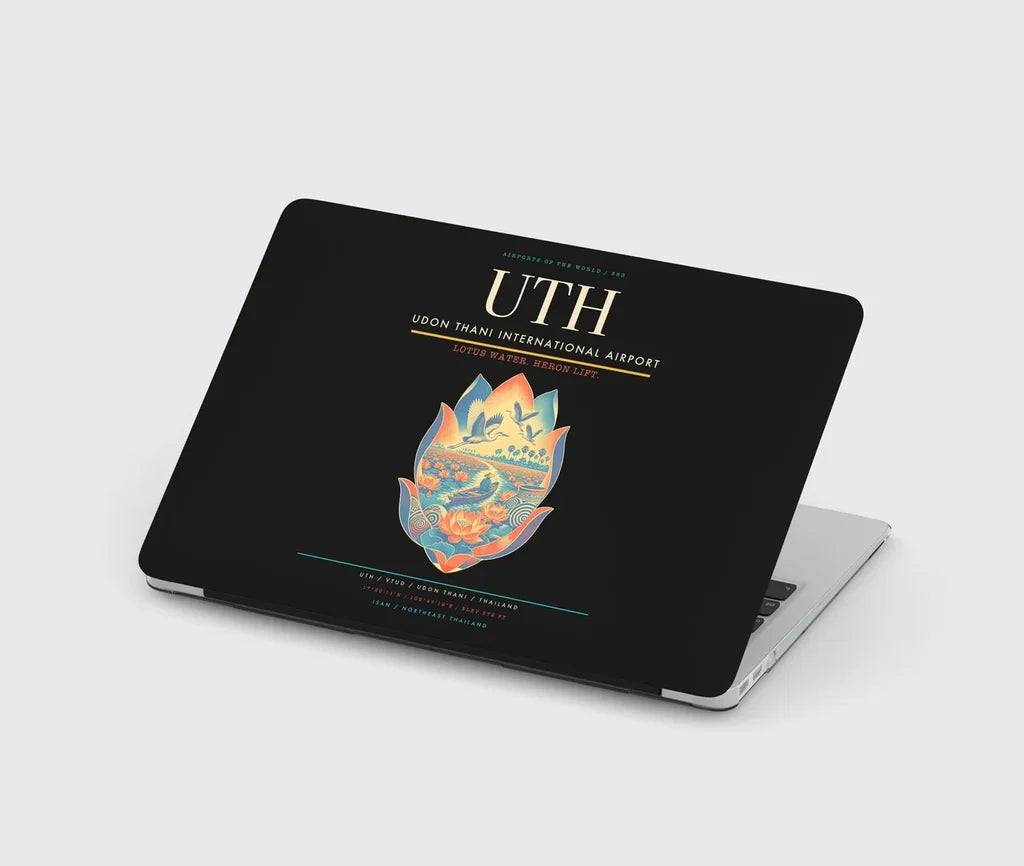 Udon Thani International Airport (UTH) design on black MacBook case