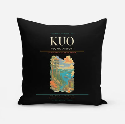 Kuopio Airport (KUO) design on black pillow