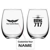 Thumbnail for Boeing 717 & Plane Water & Drink aviation design on water glass, crystal-clear premium glassware.