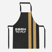 Thumbnail for Born To Fly & Pilot Epaulettes (2 Lines) aviation design on durable cotton blend kitchen apron.