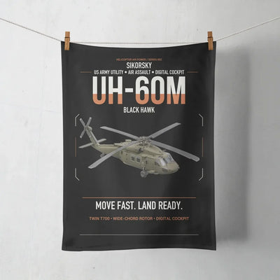 Sikorsky UH-60M Black Hawk design on black towel