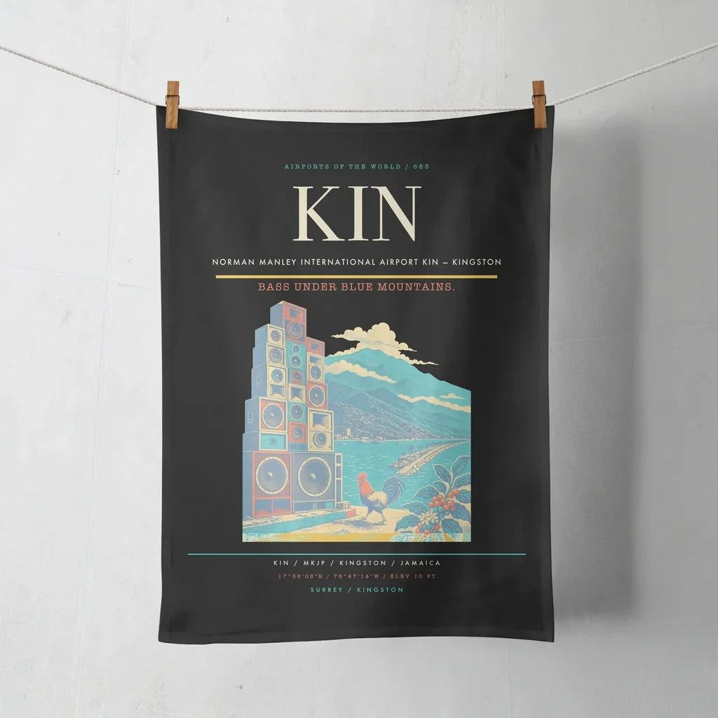 Norman Manley International Airport (KIN) design on black towel