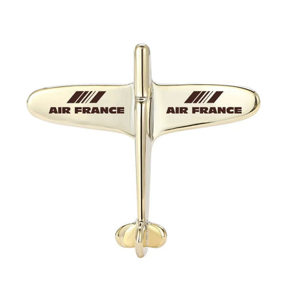 Side view of Air France Airlines Airplane Shape aviation airplane-shape brooch in polished alloy, polished finish.