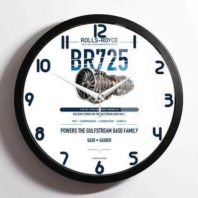 BR725 design on white framed wall clock