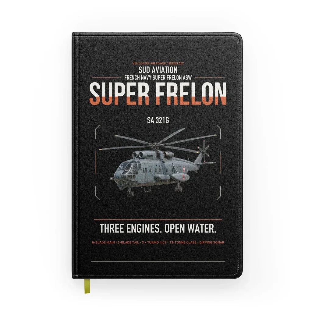 Sud Aviation SA 321G Super Frelon design on black notebook