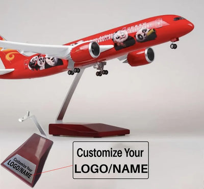 Hainan Airlines Panda Boeing 787 Airplane Model (1/130 Scale) aviation themed LED model airplane, diecast metal with LED ligh.