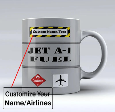 Jet Fuel Only Text aviation design on ceramic mug, premium ceramic with glazed finish.