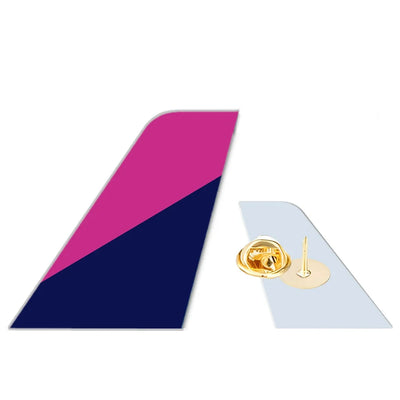 Wizz Airlines aviation design tail-shape badge pin in polished alloy.
