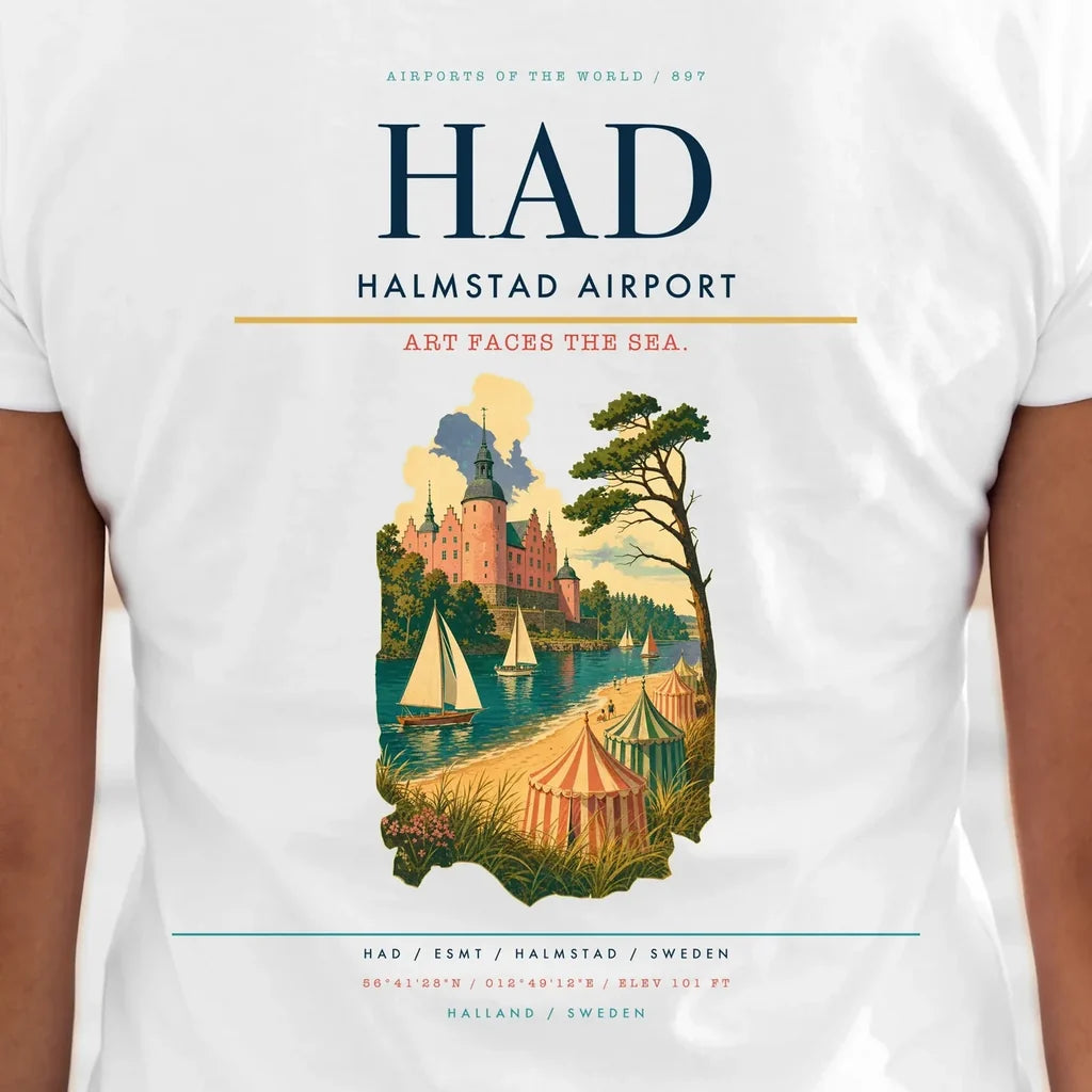Halmstad Airport (HAD) double-side t-shirt design close-up cover