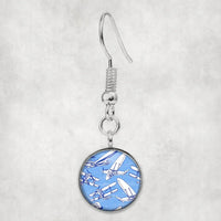 Thumbnail for Side view of Retro & Vintage Airplanes aviation earrings in hypoallergenic alloy, polished finish.