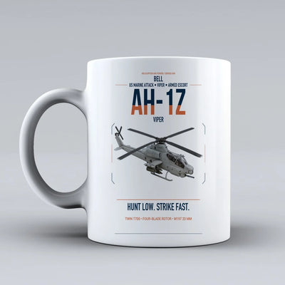 Bell AH-1Z Viper design on white ceramic mug, double-side print