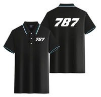 Thumbnail for Boeing 787 Flat Text Stylish Polo T-Shirts (Double-Side) aviation design printed on soft cotton stylish double-side polo.