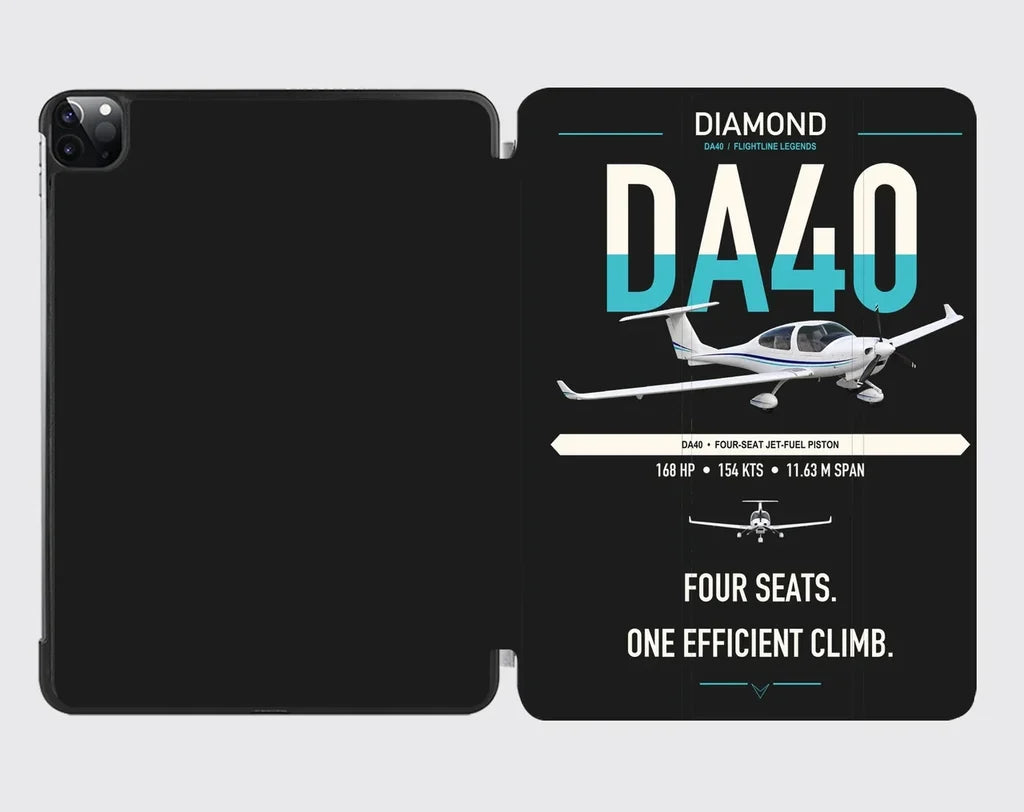 Diamond DA40 design on black ipad tablet case